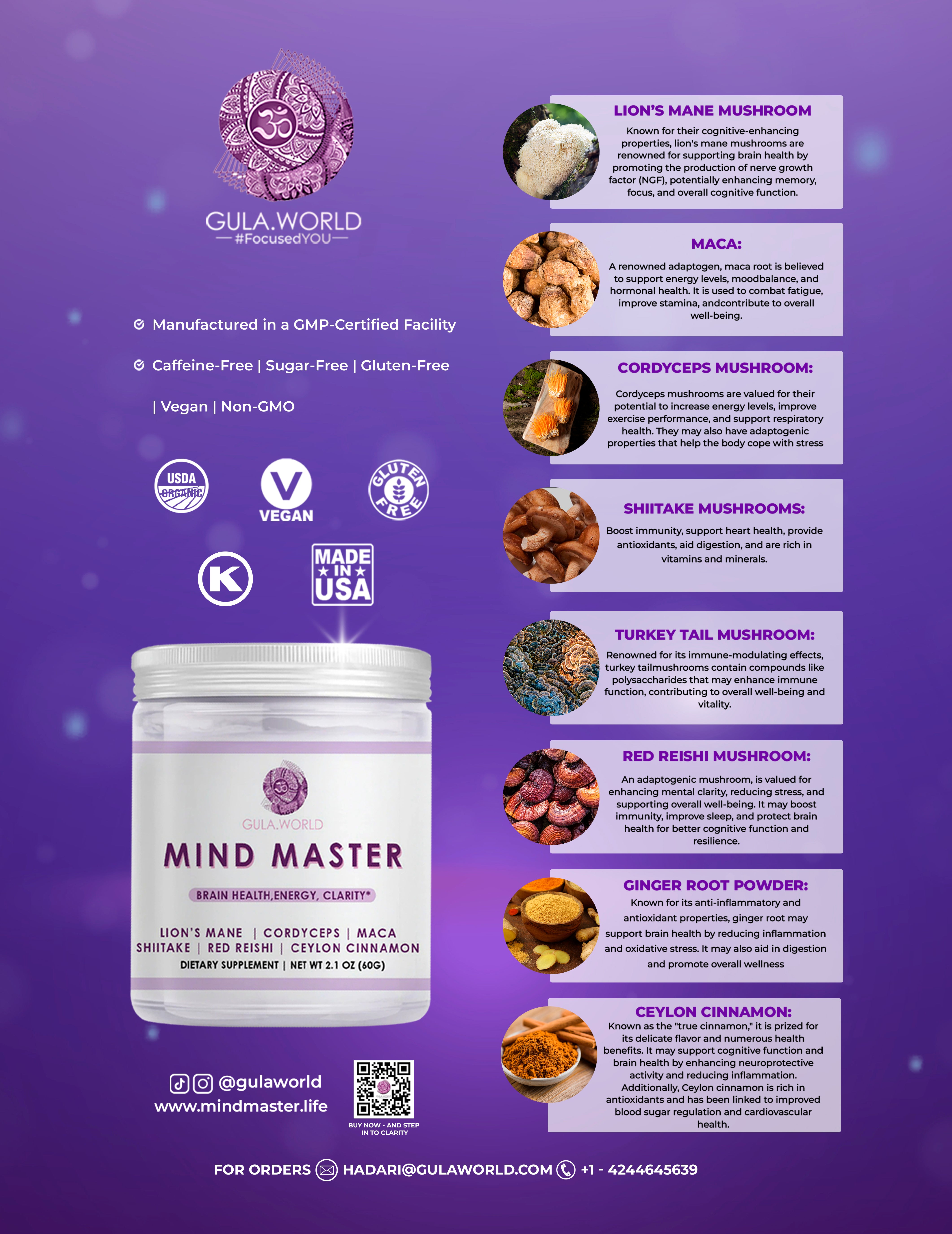 Mind Master - Mushroom Powder (60-Day Supply)