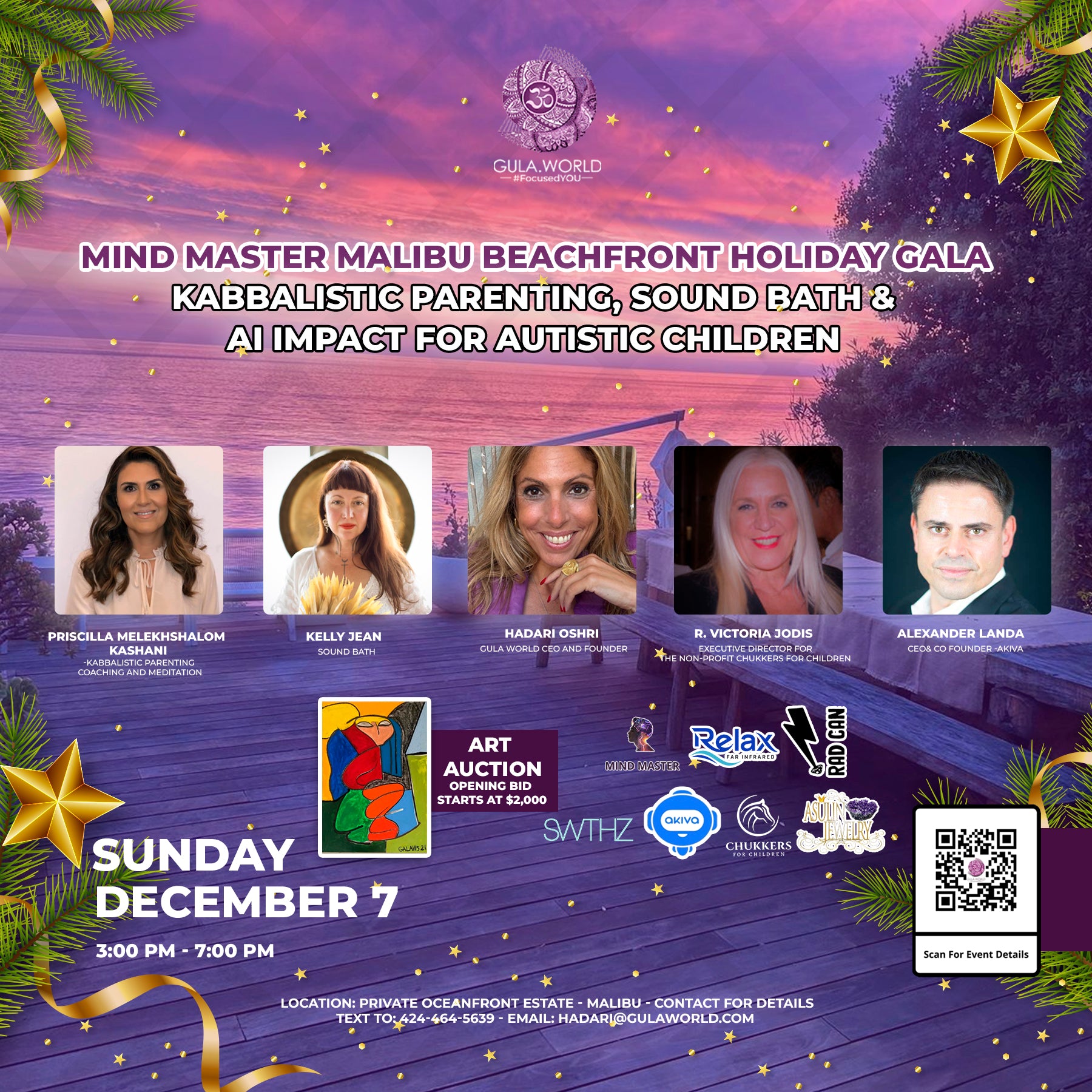 Mind Master Malibu Beachfront Holiday Gala: Kabbalistic Parenting, Sound Bath & AI Impact for Autistic Children Sunday Dec, 7 3PM-7:00PM